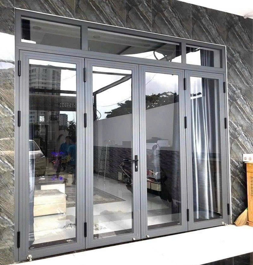 Mẫu cửa nhôm Xingfa 4 cánh mở quay thực tế